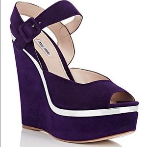 Miu Miu purple suede heels wedges size 40/10